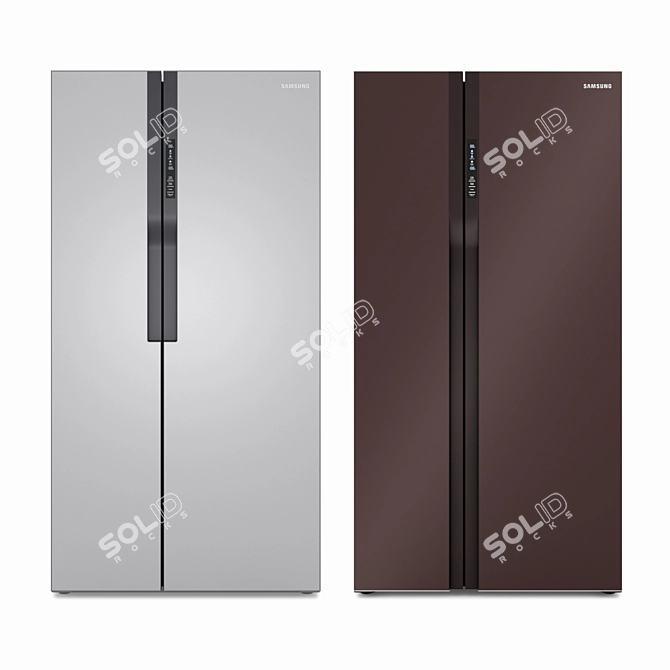 Samsung Glass Finish Side-by-Side Refrigerators 3D model image 28