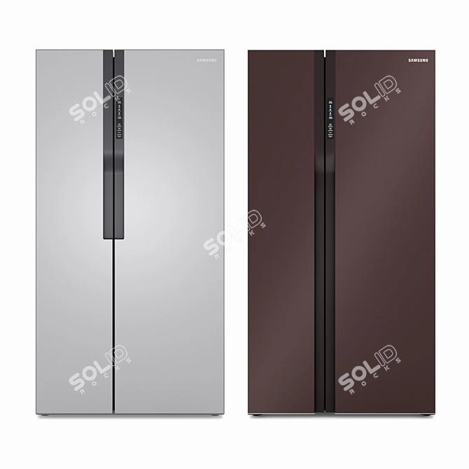 Samsung Glass Finish Side-by-Side Refrigerators 3D model image 30