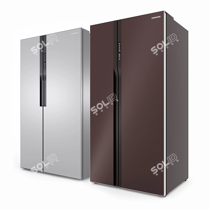 Samsung Glass Finish Side-by-Side Refrigerators 3D model image 32