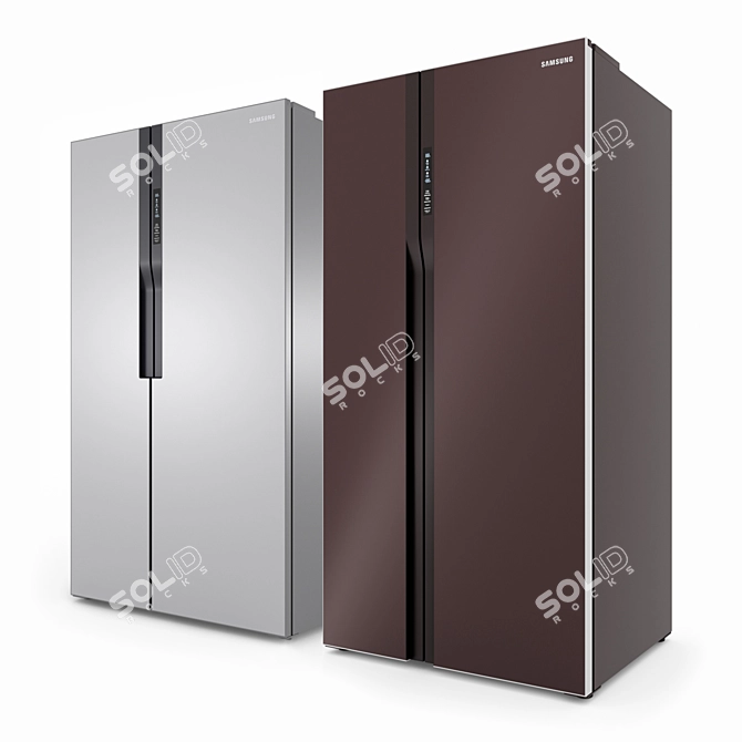 Samsung Glass Finish Side-by-Side Refrigerators 3D model image 34