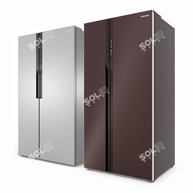 Samsung Glass Finish Side-by-Side Refrigerators 3D model image 36