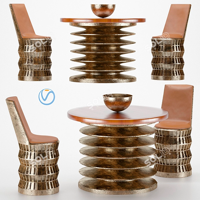 Elegant Dining Set 3D model image 1