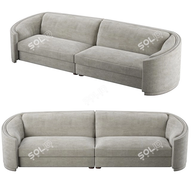 Renaissance-inspired Velvet Upholstered Wales II Sofa 3D model image 1
