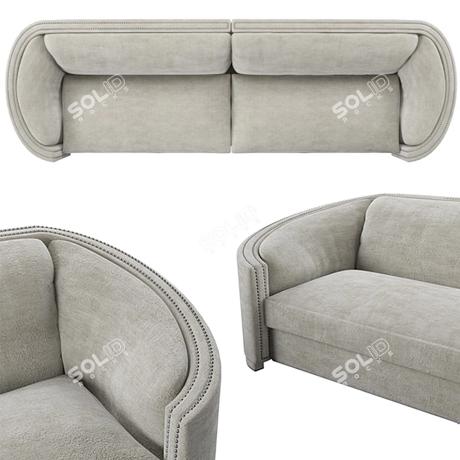 Renaissance-inspired Velvet Upholstered Wales II Sofa 3D model image 2