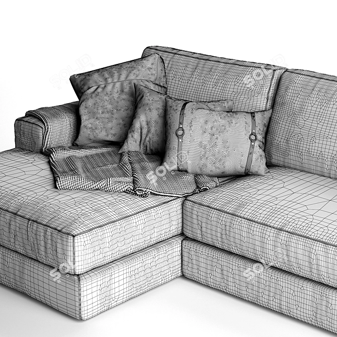 Elegant Noelle Corner Sofa: Luxurious Comfort for Your Living Room 3D model image 5