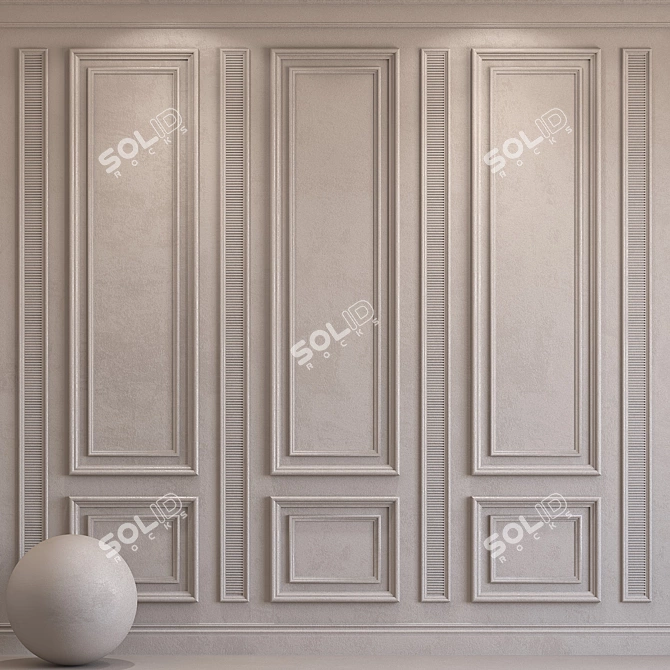 Silver Gray Decorative Plaster with Molding 3D model image 1