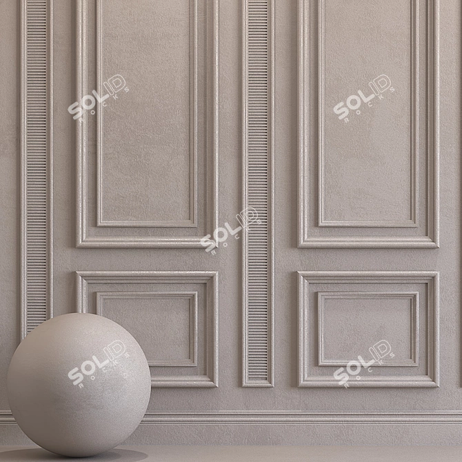 Silver Gray Decorative Plaster with Molding 3D model image 2