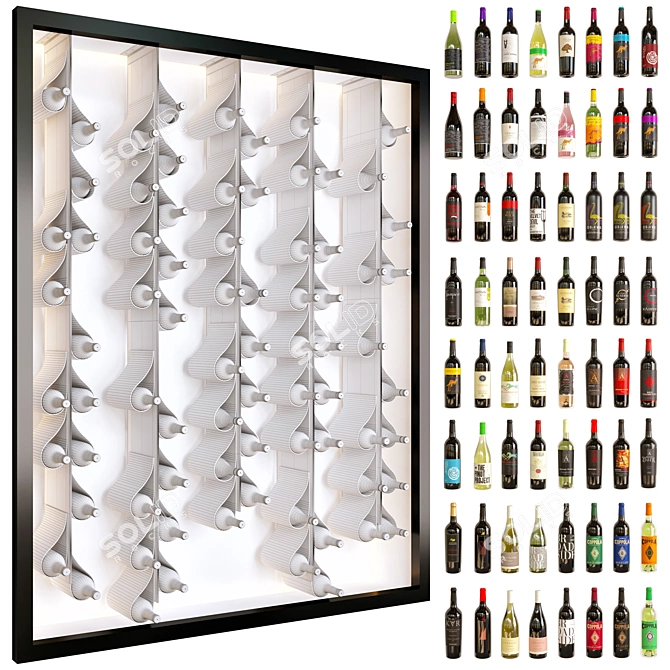 64 Bottle Wine Pendant Shelving 3D model image 5