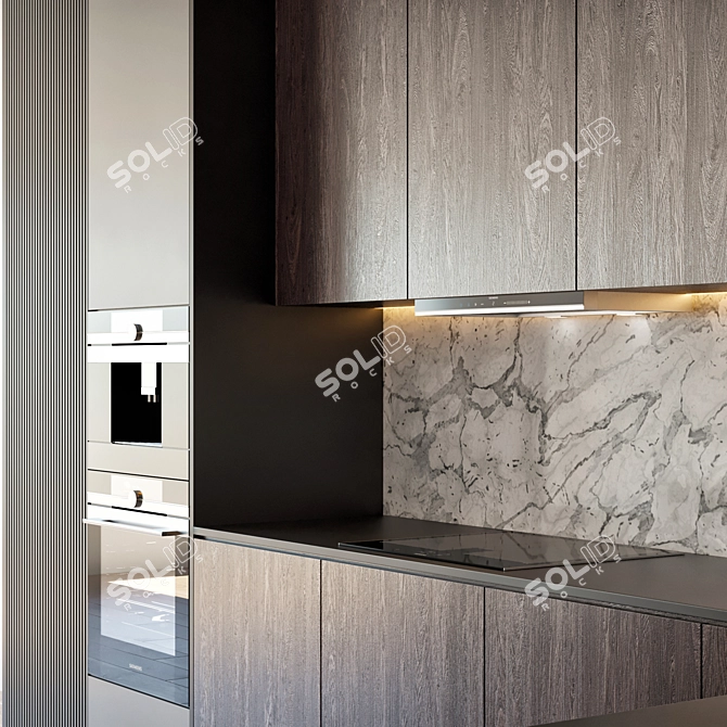 Modern Kitchen Island with Open Dimensions 3D model image 4