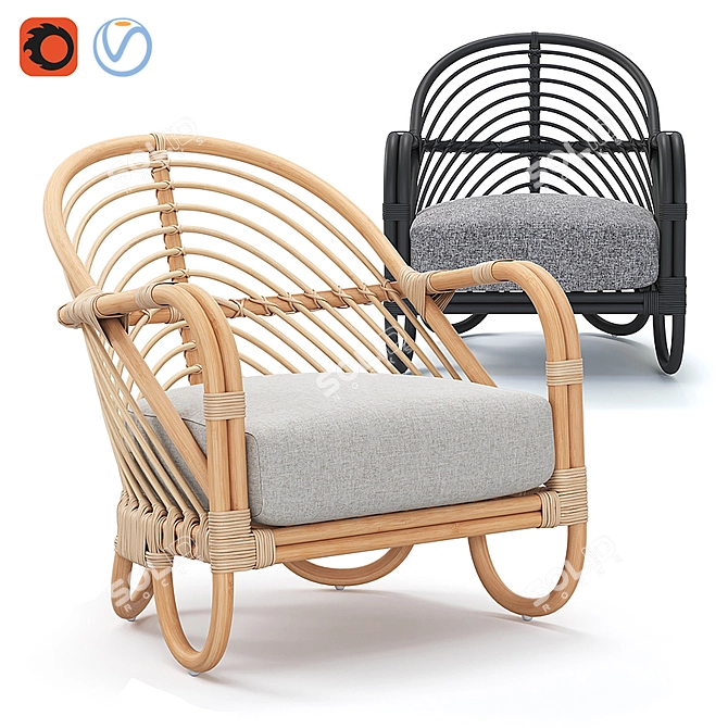 Stylish Rattan Chair: Crate&Barrel Etta 3D model image 1