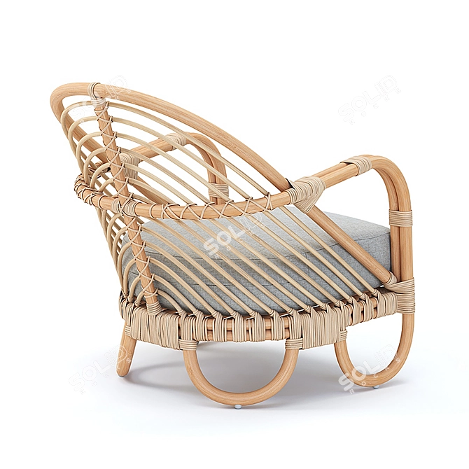 Stylish Rattan Chair: Crate&Barrel Etta 3D model image 2