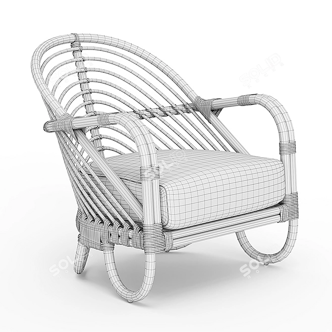 Stylish Rattan Chair: Crate&Barrel Etta 3D model image 5