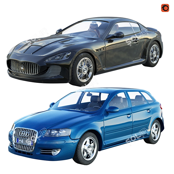 Realistic 3D Model Cars - Maserati & Audi 3D model image 1