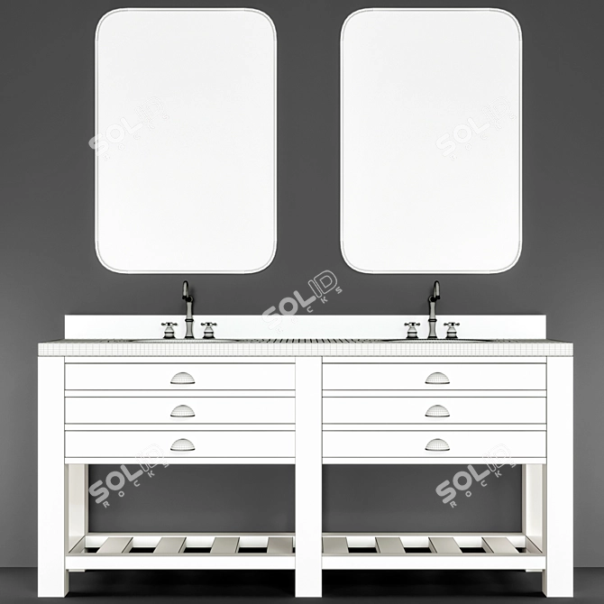 Modern White Bathroom Vanity 3D model image 3