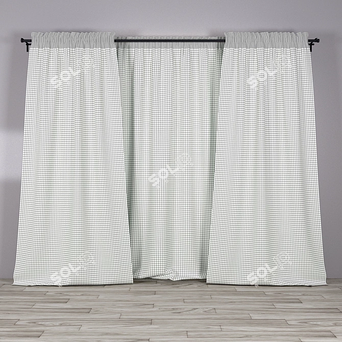 Dark Gray Curtains and Sheer 3D model image 2