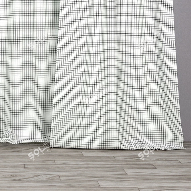 Dark Gray Curtains and Sheer 3D model image 3