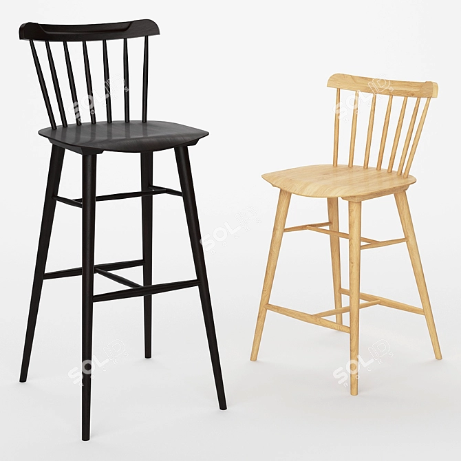 Elegant TON IRONICA Barstool 3D model image 1