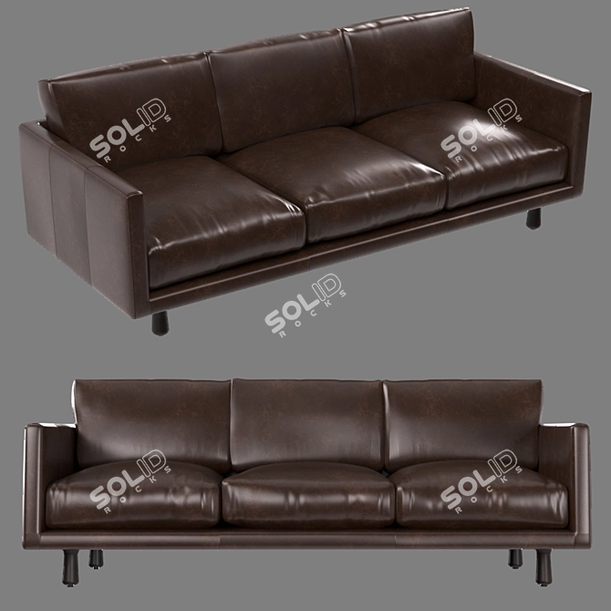 Vintage Brown Leather Carey Sofa 3D model image 1