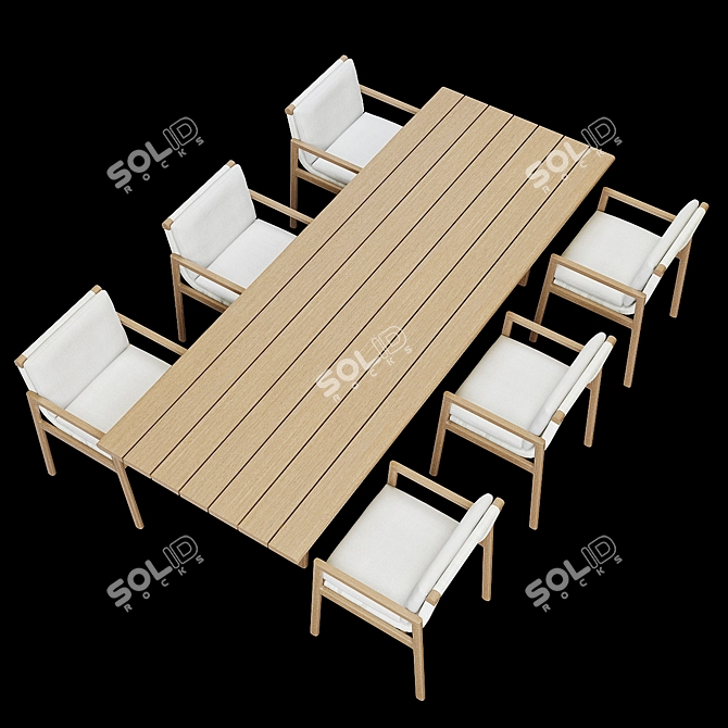 Teak Mesa Dining Set 3D model image 2