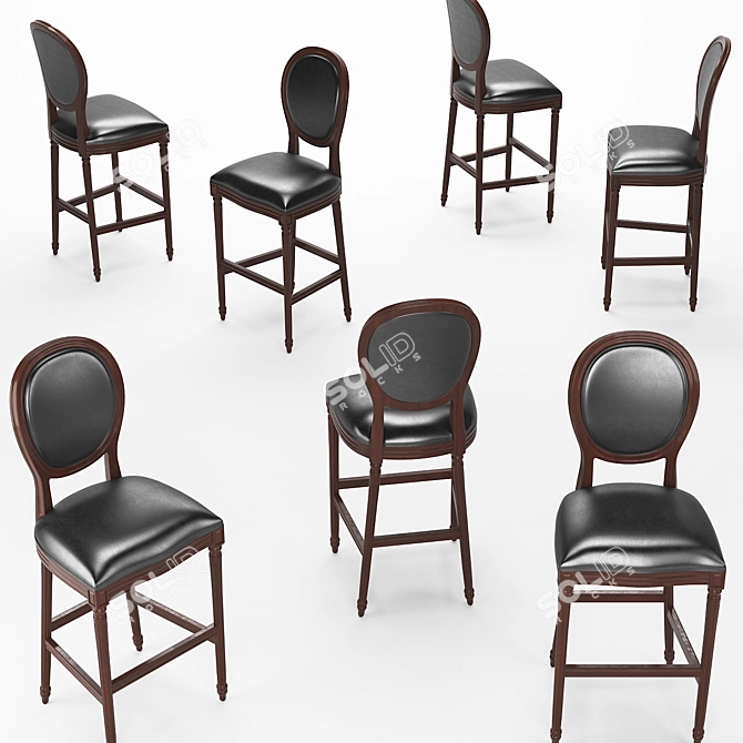 French Style Bar Stool for Elegant Interiors 3D model image 3