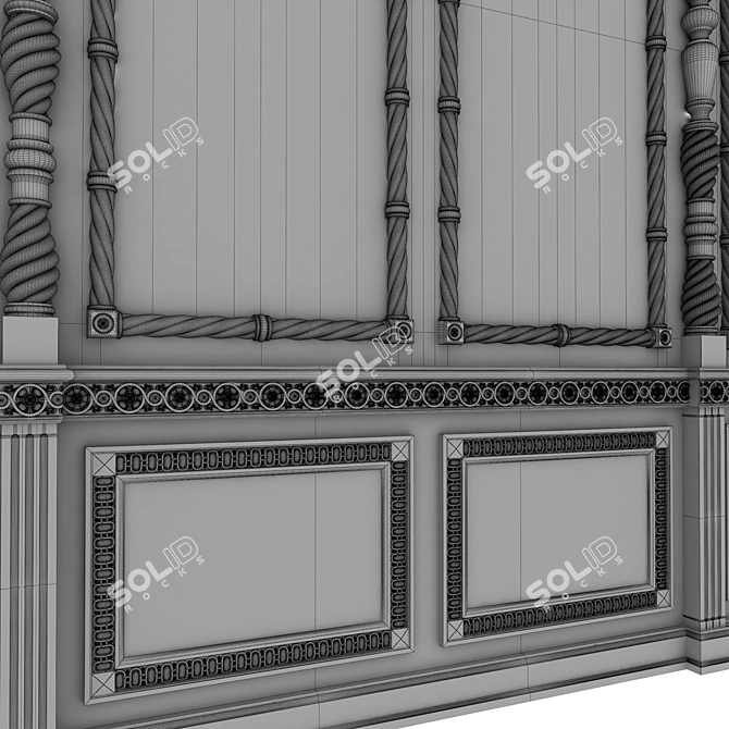 Versatile Wooden Wall Panels - Boiserie INT-027 3D model image 5