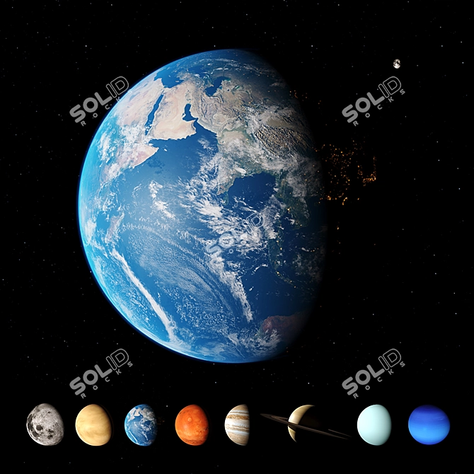 Solar System Model: Realistic Planets & Moon 3D model image 1