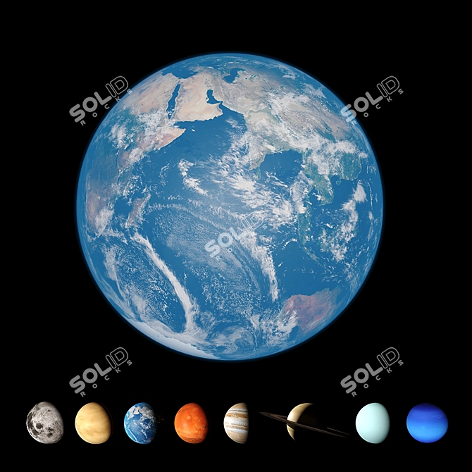 Solar System Model: Realistic Planets & Moon 3D model image 10