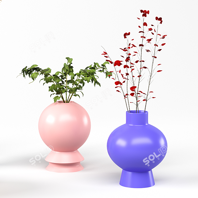 Elegant Ceramic Vase Set: DEI QI Collection 3D model image 2