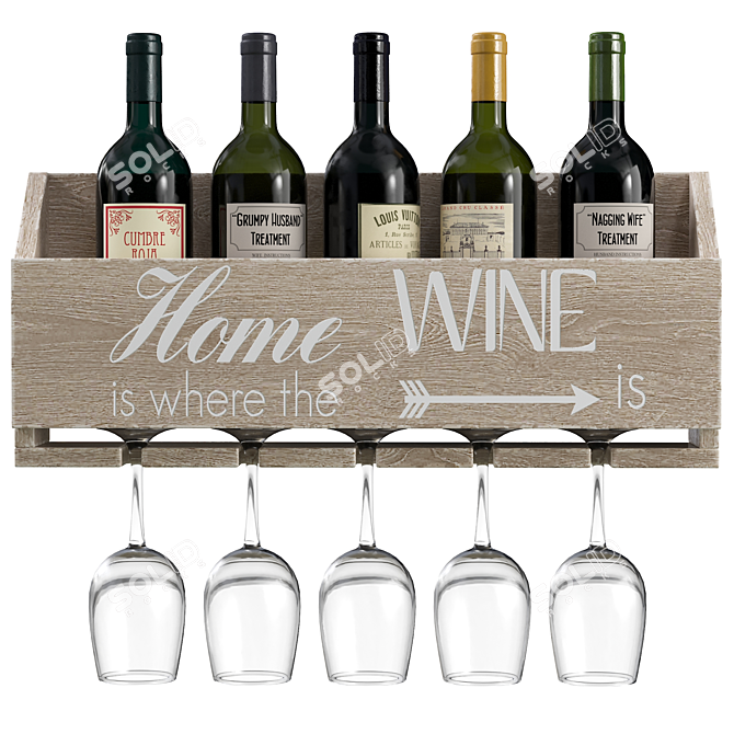 Gallatin Engraved Wine Wall Rack 3D model image 2