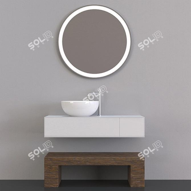 Elegant Bathroom Furniture Set 3D model image 4