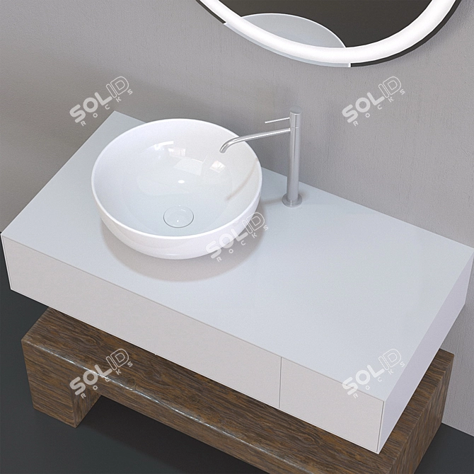 Elegant Bathroom Furniture Set 3D model image 5