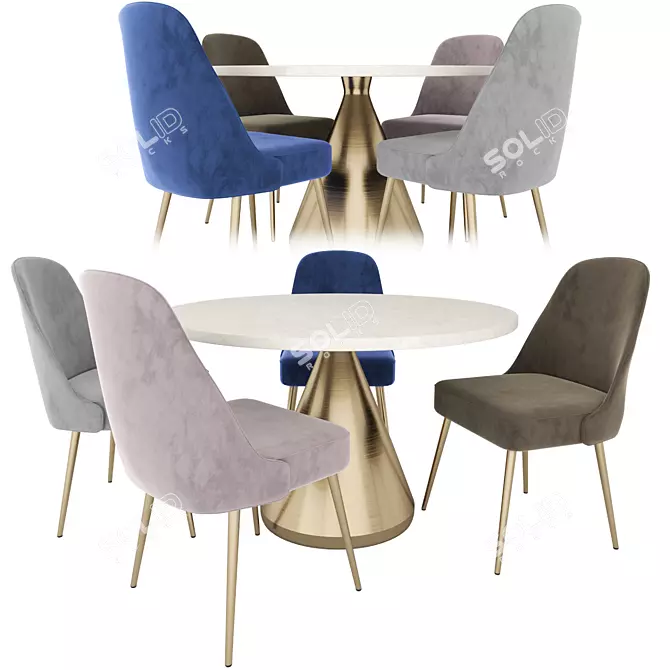 Modern Upholstered Dining Set 3D model image 1