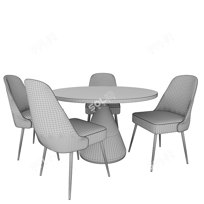 Modern Upholstered Dining Set 3D model image 5