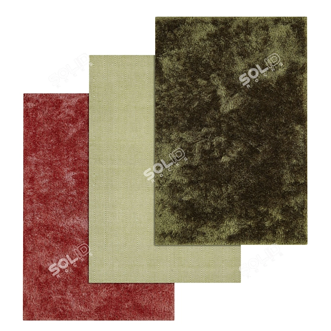 Versatile 3-Piece Carpet Set 3D model image 2