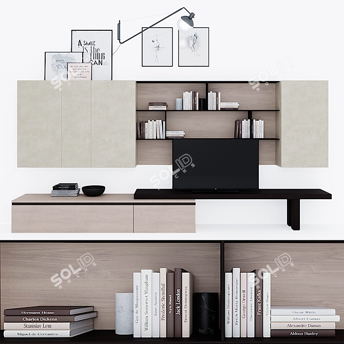 Versatile Sectional Storage Wall Unit 3D model image 4