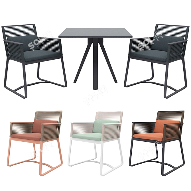 Sleek Kettal Landscape Chair & Stylish Vieques Table 3D model image 1