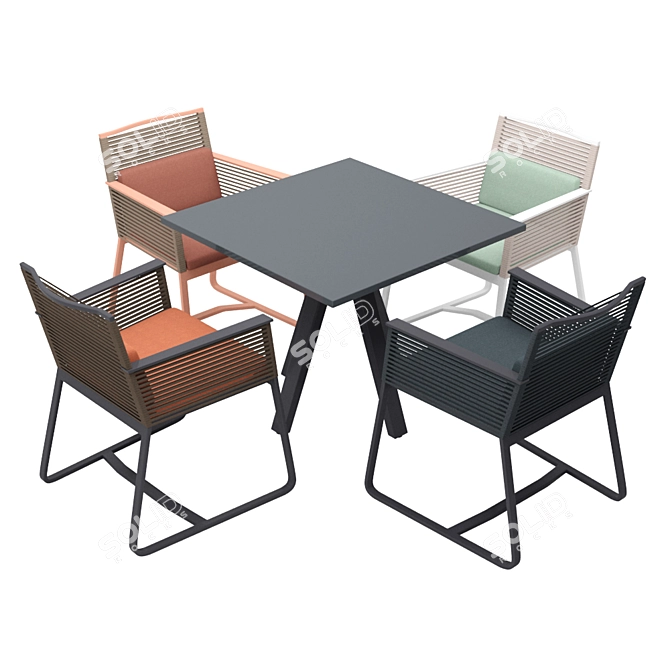 Sleek Kettal Landscape Chair & Stylish Vieques Table 3D model image 2