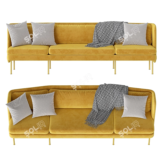 BLUDOT Bloke 107" Velvet Sofa - Luxurious Comfort for Your Living Space 3D model image 2