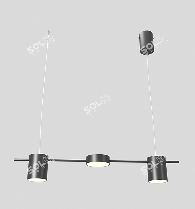 Black Metal Pendant Chandelier 3D model image 1