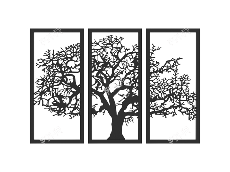 Modern Tree Wall Panel 3D model image 1