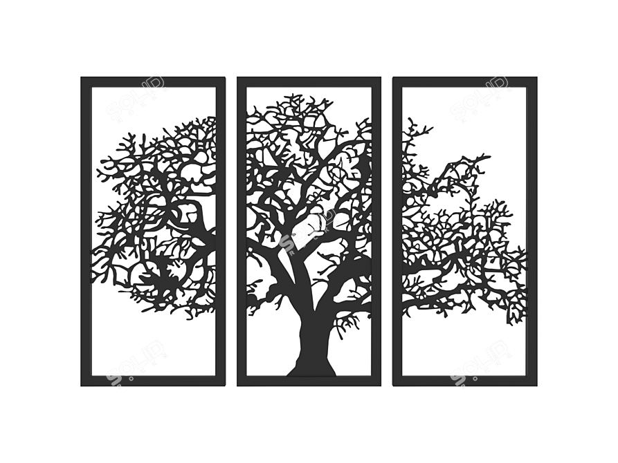 Modern Tree Wall Panel 3D model image 2