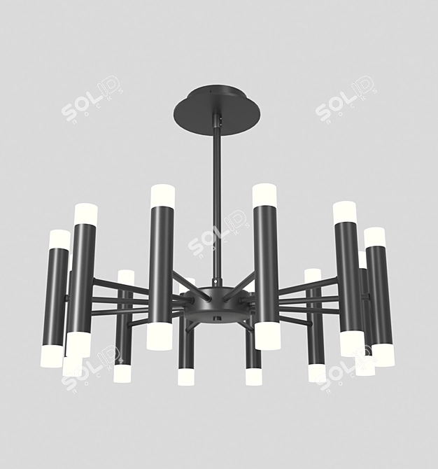 Modern Black Pendant Chandelier 3D model image 2