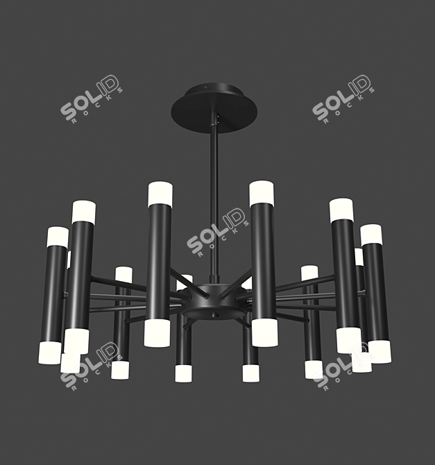 Modern Black Pendant Chandelier 3D model image 3