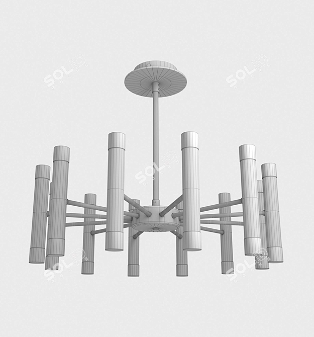 Modern Black Pendant Chandelier 3D model image 4