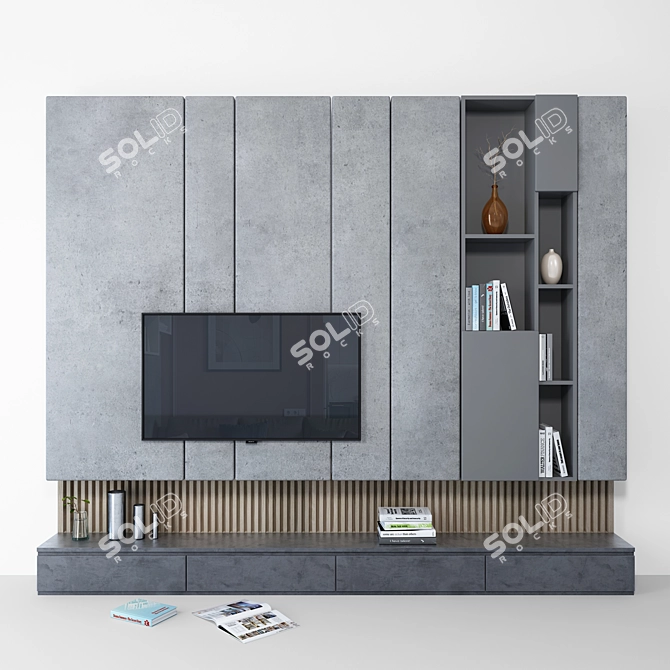 Modern TV Wall Set- 11: Stylish Living & Bedroom Solution 3D model image 1