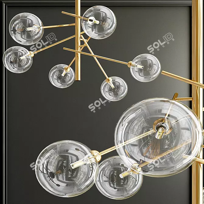 Bronze Straight 6 Chandelier 3D model image 1