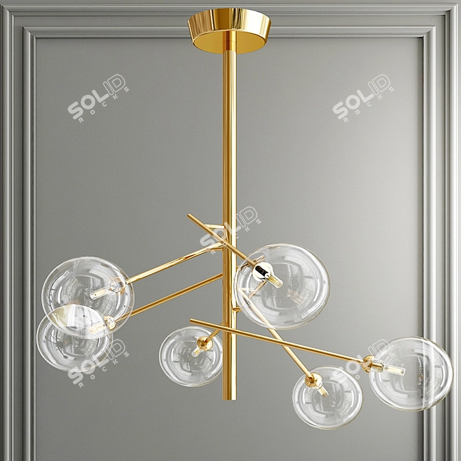 Bronze Straight 6 Chandelier 3D model image 3