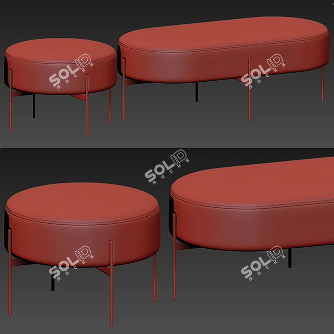 Elegant Macca Ottoman Set 3D model image 2