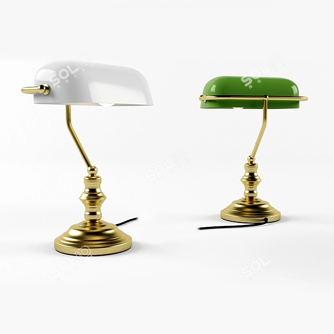 Vintage Brass Library Lamp 3D model image 1