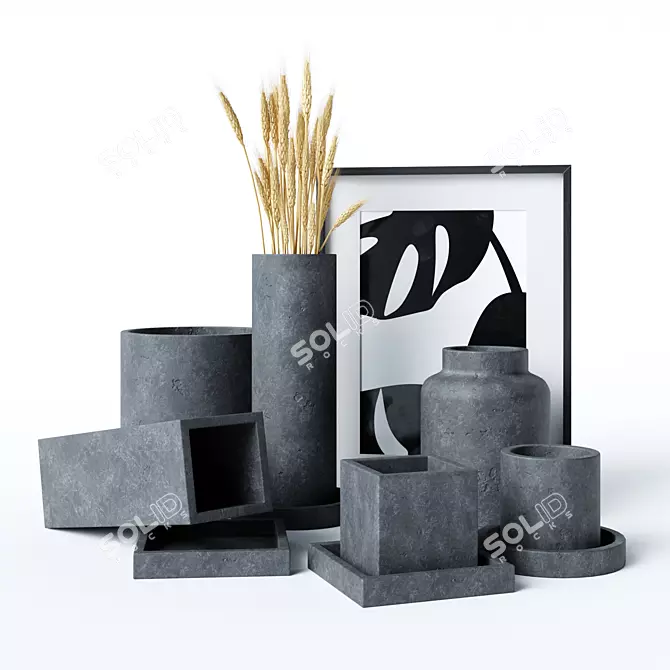 Urban Chic Concrete Vases & Pots 3D model image 1